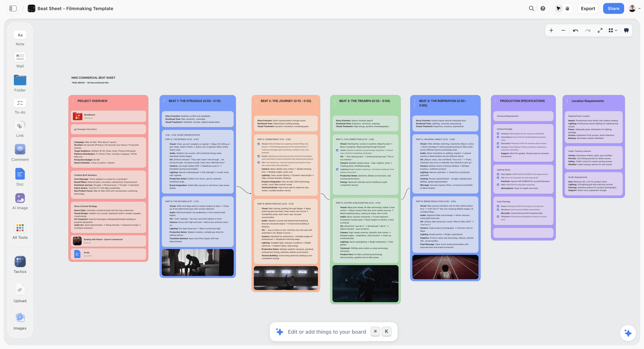 Reference frames and setup reasoning kept together so a later shoot day can match an earlier one