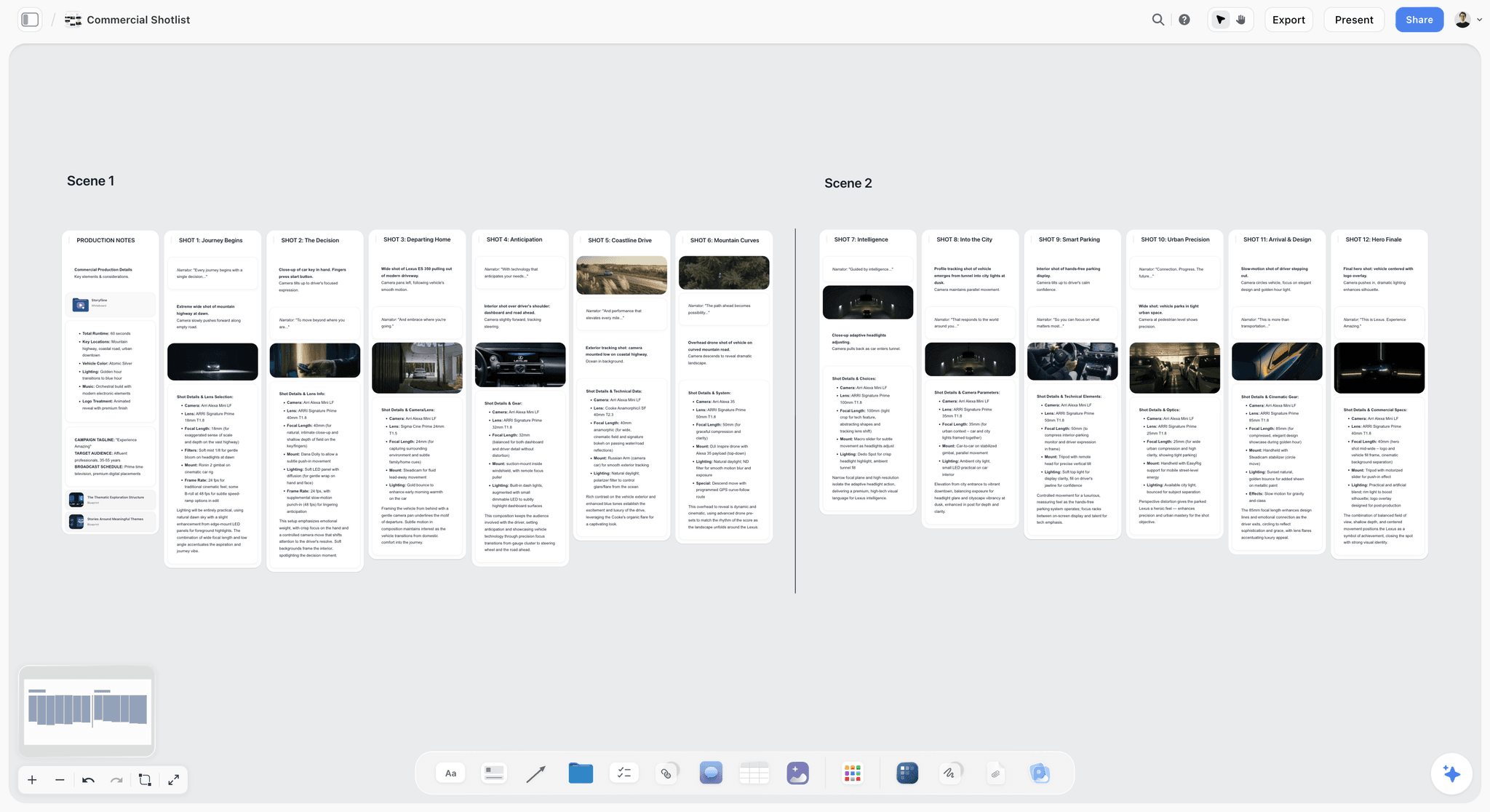 Commercial Shotlisting template in Storyflow